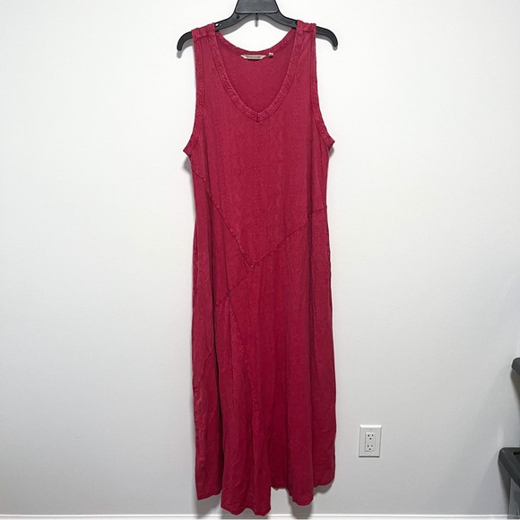 Soft Surroundings Bailey Dress Sleeveless Maxi V Neck light Red XL - Picture 2 of 10